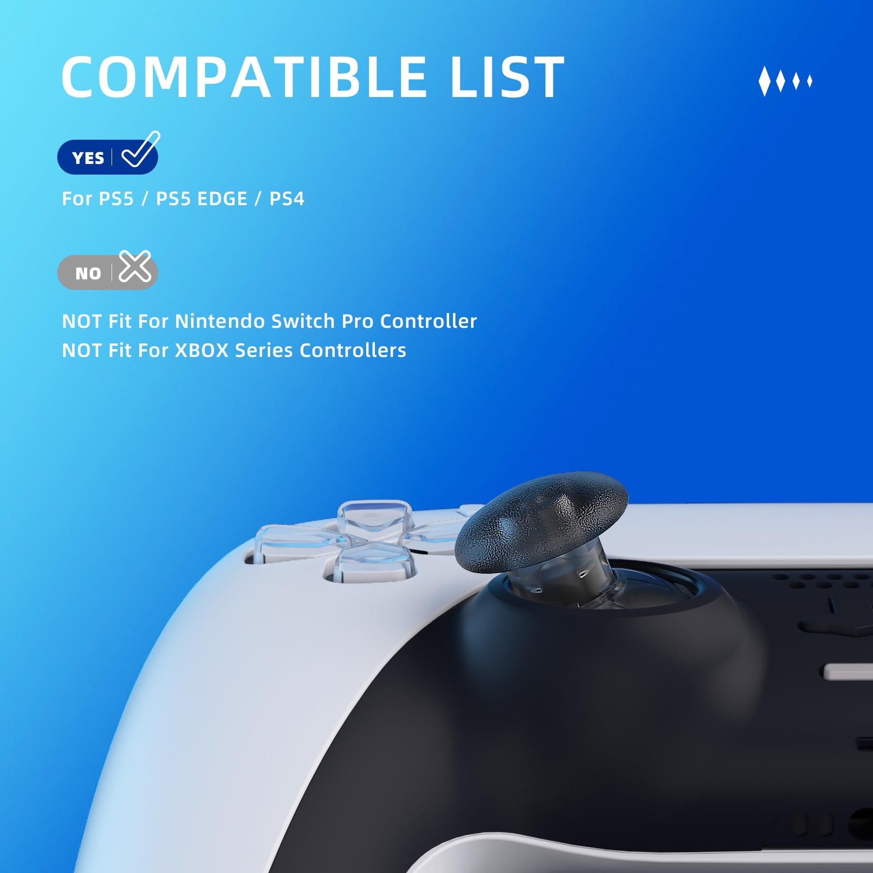 eXtremeRate EDGE Styl Thumbsticks do kontrolerów ps5 & ps4, Niestandardowe Wymienne Drążki Analogowe Dołączone Joysticki do Kontrolerów ps5 - Jasne Czarny