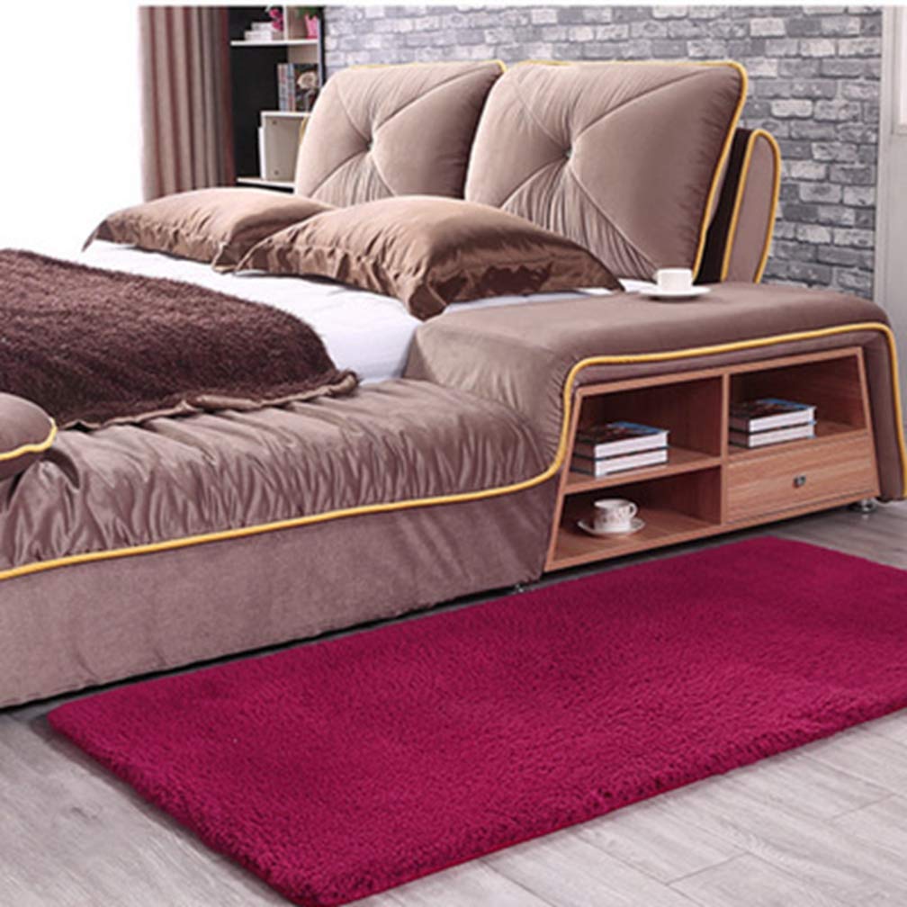 MOXIC Solid Rectangular Area Rugs Soft Shag Living Room Children Bedroom Rug Anti-Slip Plush Carpets Home Decor Modern Indoor Outdoor Runners Nursery Wine Red 2' X 4'