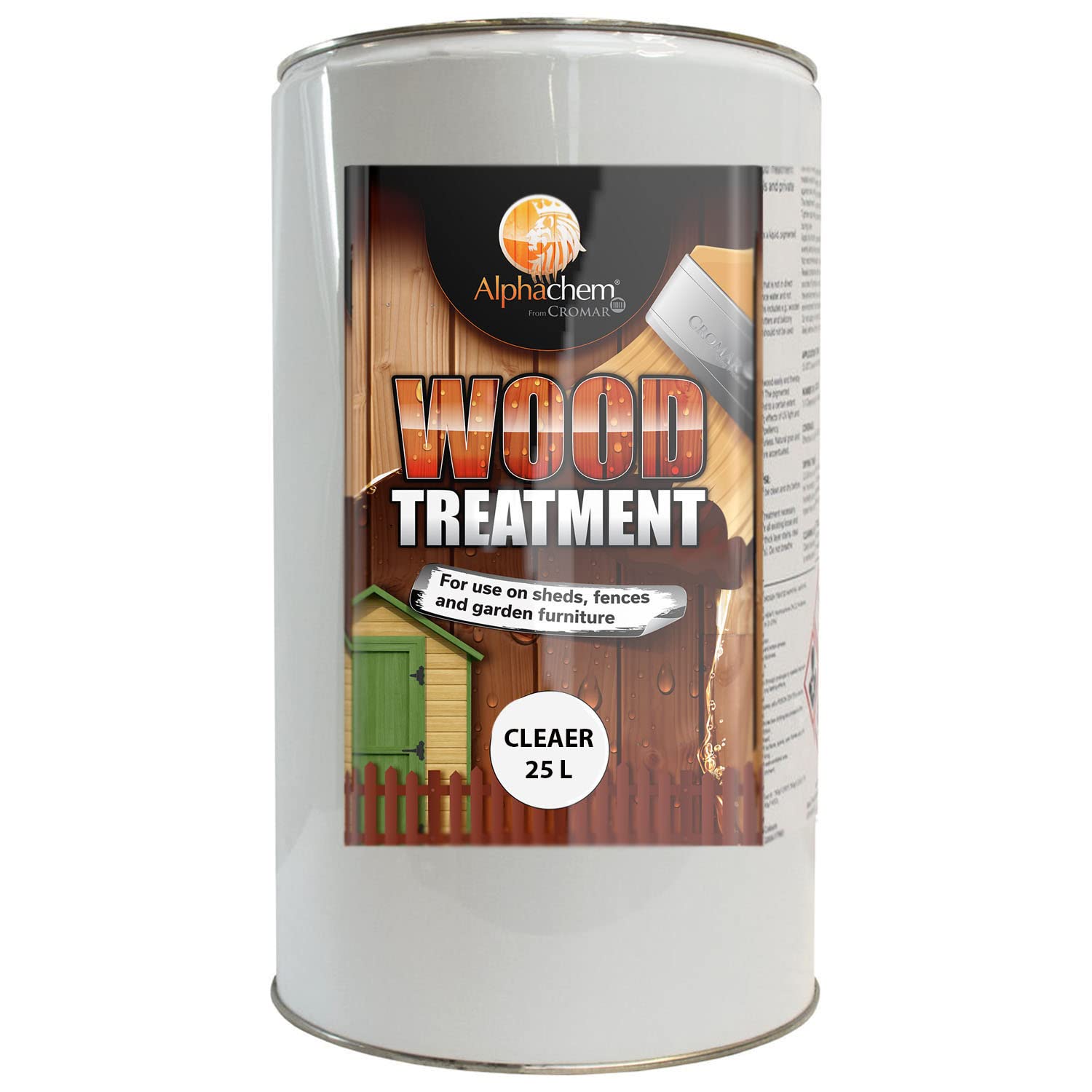BC Profiles Cromar Alpha Chem Wood Treatment | Solvent Based, Ideal for Use on Fascias, Garden Funiture, Fences and Shed - 25 litres - Clear
