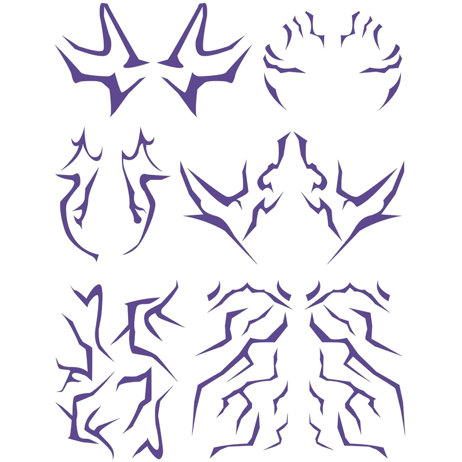 Temporary Tattoos,Cosplay Tattoos Stickers,Cosplay Accessories for Cosplay, Halloween, Birthday and Party Makeup Purple