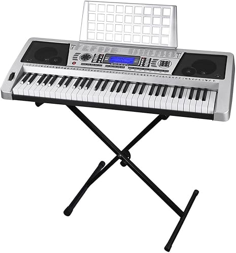 AW Teclado electrónico de 61 teclas piano de órgano música pantalla LCD eléctrica canciones de demostración salida midi 125 ritmos 345 timbress