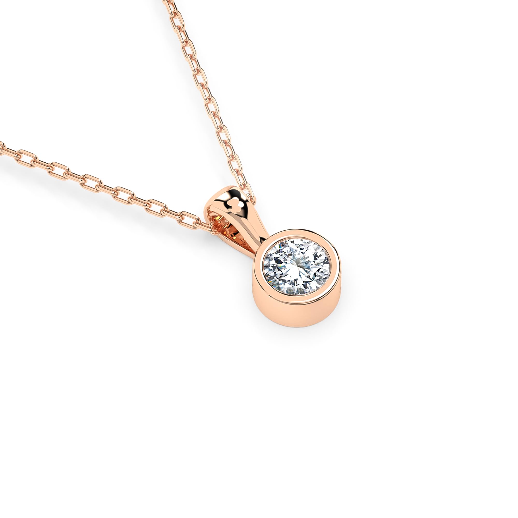 EDELIND Collana Punto Luce Donna con Diamante 0.10 ct in Oro 14k - Ciondolo Design a Disco - Catenina Forzatina, Lunghezza Regolabile