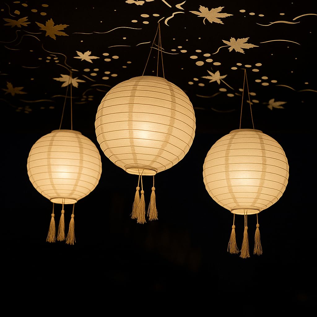LUMI JARDIN 3 sztuki lampionów solarnych chiński beżowy kremowy ślub świąteczny LED ciepła biel HIMALAYA 30 cm