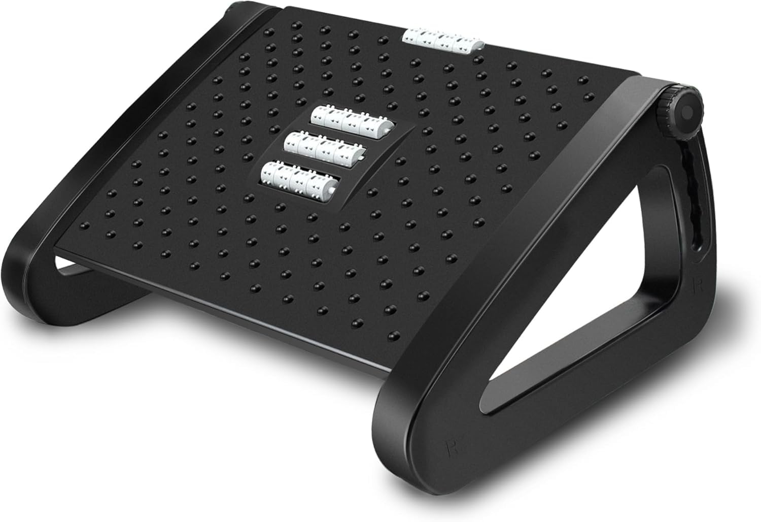 Hmseng Foot Rest Under Desk, Adjustable Height/Angle Ergonomic Foot Stool with Large Roller Massager Function, for Improved Posture/Pressure Relief/Straightening The Hunchback, Home, Office-B