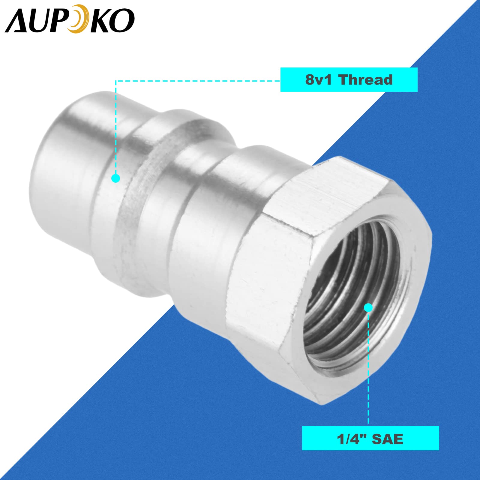 Aupoko - Adattatore interruttore R12 R22 R502 a R134A con conversione rapida, 1/4 SAE e spina di carica AC a filettatura 8v1 (Argento)