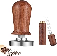 Ailgely Espresso Tamper and Stirrer, 51mm Espresso Coffee Tamper,Spring Loaded Calibrated Tamper,Espresso Distribution Tool, Stainless Steel Base,Wood Handle, for Espresso Machine
