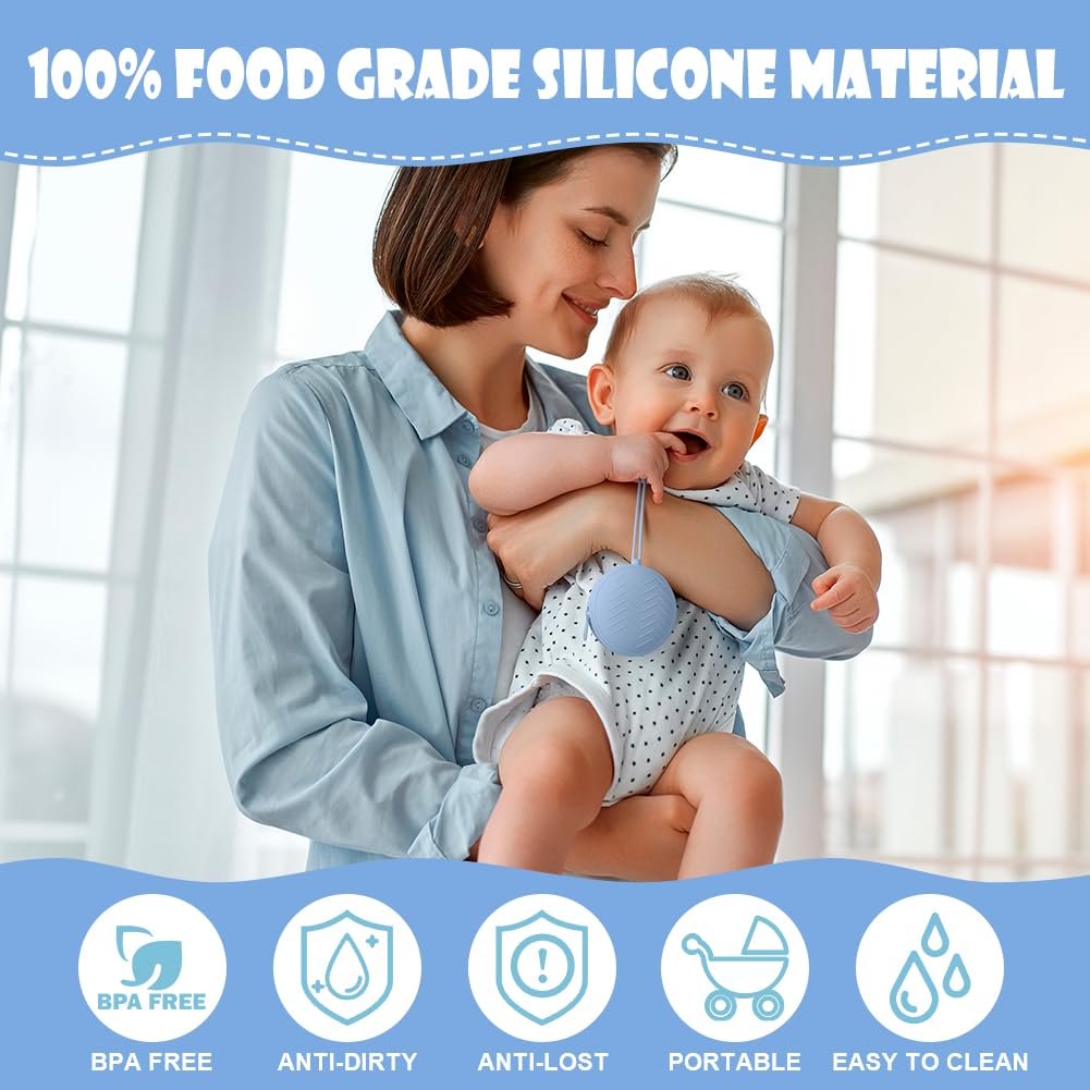 Boite a Sucette Bebe 3pcs Silicone Rangement Portable Impermeable sans BPA Voyage Gris fume Kaki Bleu