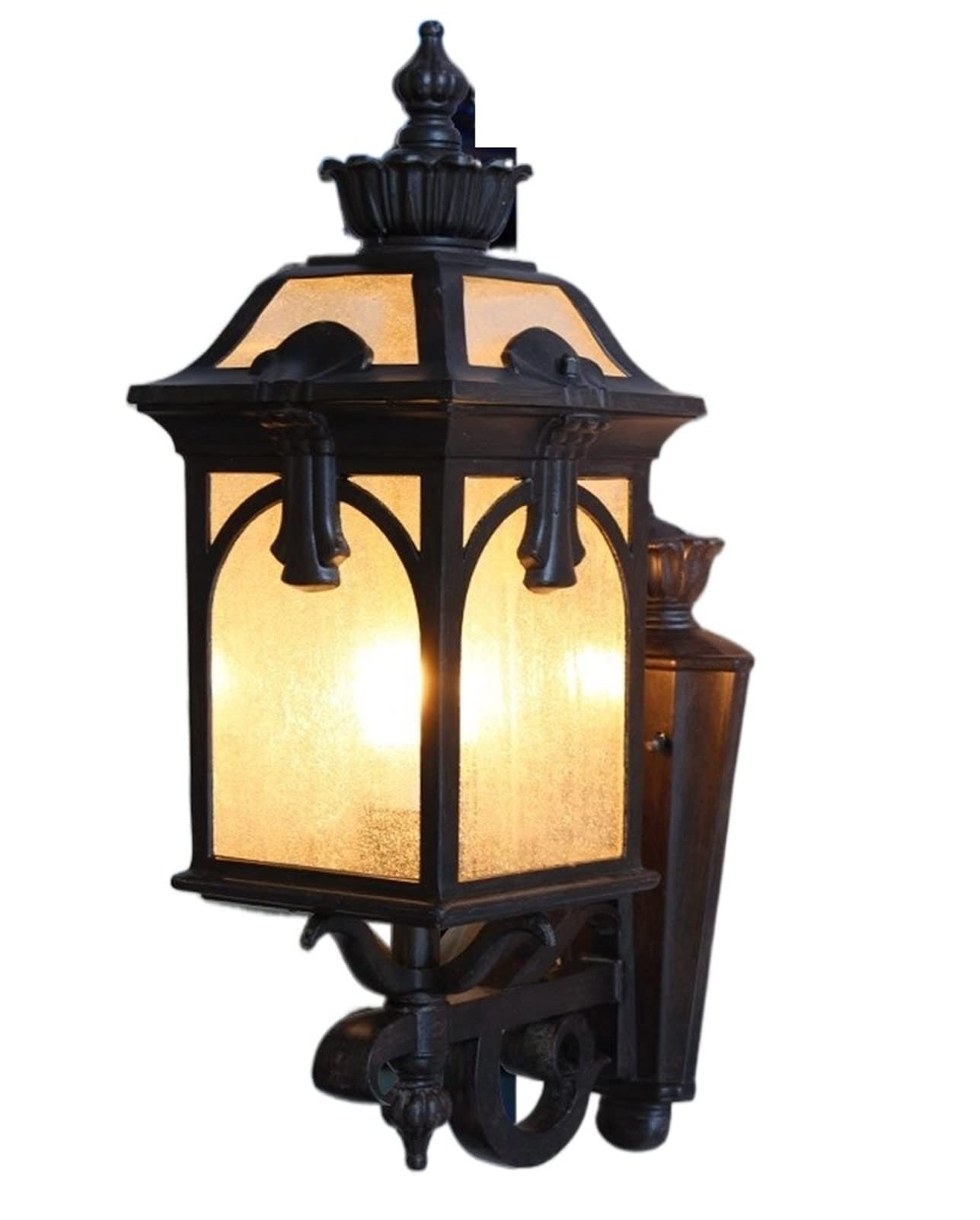 HXYSXHJUO Square E27 Wall Lamp Lantern Waterproof Balcony Villa Terrace Outdoor Light Sconce Glass Lampshade,No Discoloration, Transmission,Waterproof and Corrosion Resistant Exterior