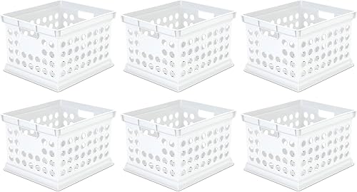 Sterilite Caja organizadora de plástico apilable con asas para el hogar, oficina, dormitorio, garaje u organización de utilidad, color blanco,