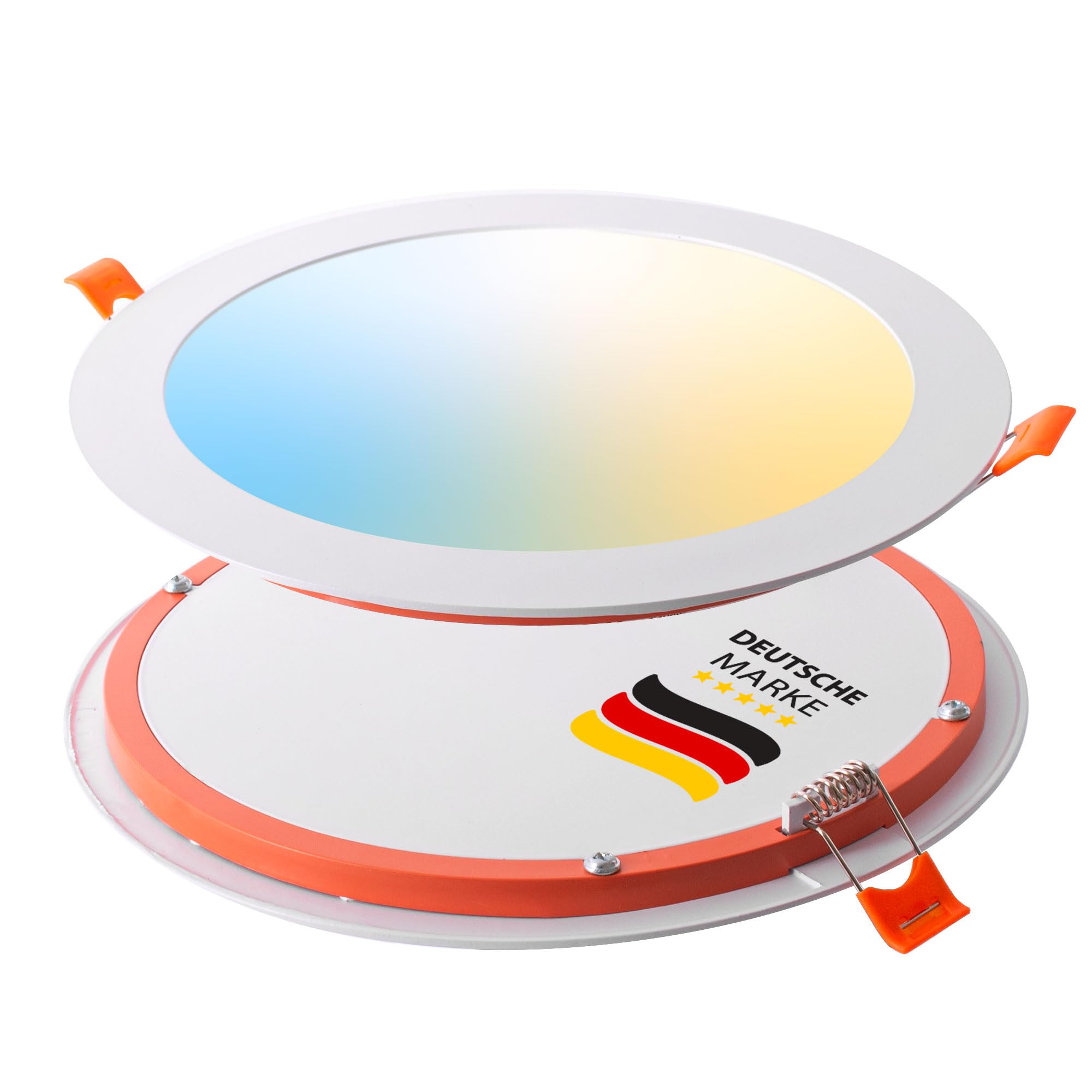 Maxkomfort 6er Set LED Panel 18W rund CCT ultraslim – Einbaustrahler 220x220mm, flach, Deckenleuchte, warmweiß/neutralweiß/kaltweiß schaltbar, Weiß, IP20-2601