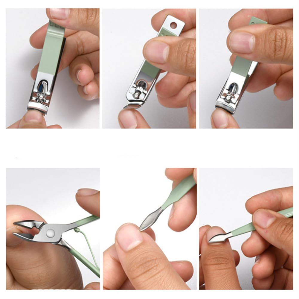 Juego de cortaúñas plateado, limas, cuchara para oreja, alicates de águila, tijeras para cejas, kit de herramientas de corte de manicura, 18 piezas, plateado