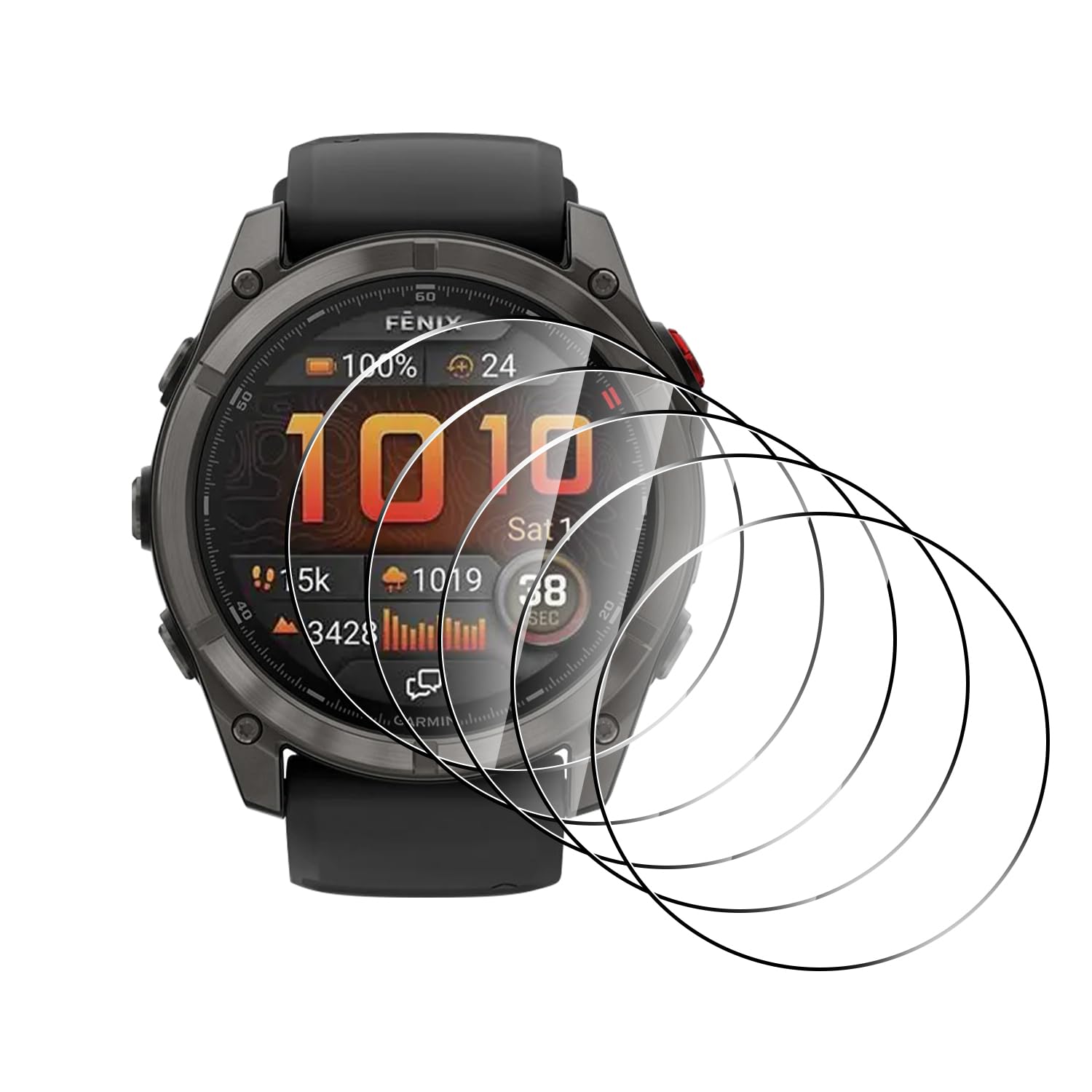 Natbok 5 Stück Schutzglas für Garmin Fenix 8 Pro 51mm für Panzerglas,Ultra-klar Garmin Fenix 8 Pro 51mm Schutzfolie, 9H Härte,Ultrabeständig, Anti-Bläschen, Anti-Fingerabdruck Displayschutzfolie