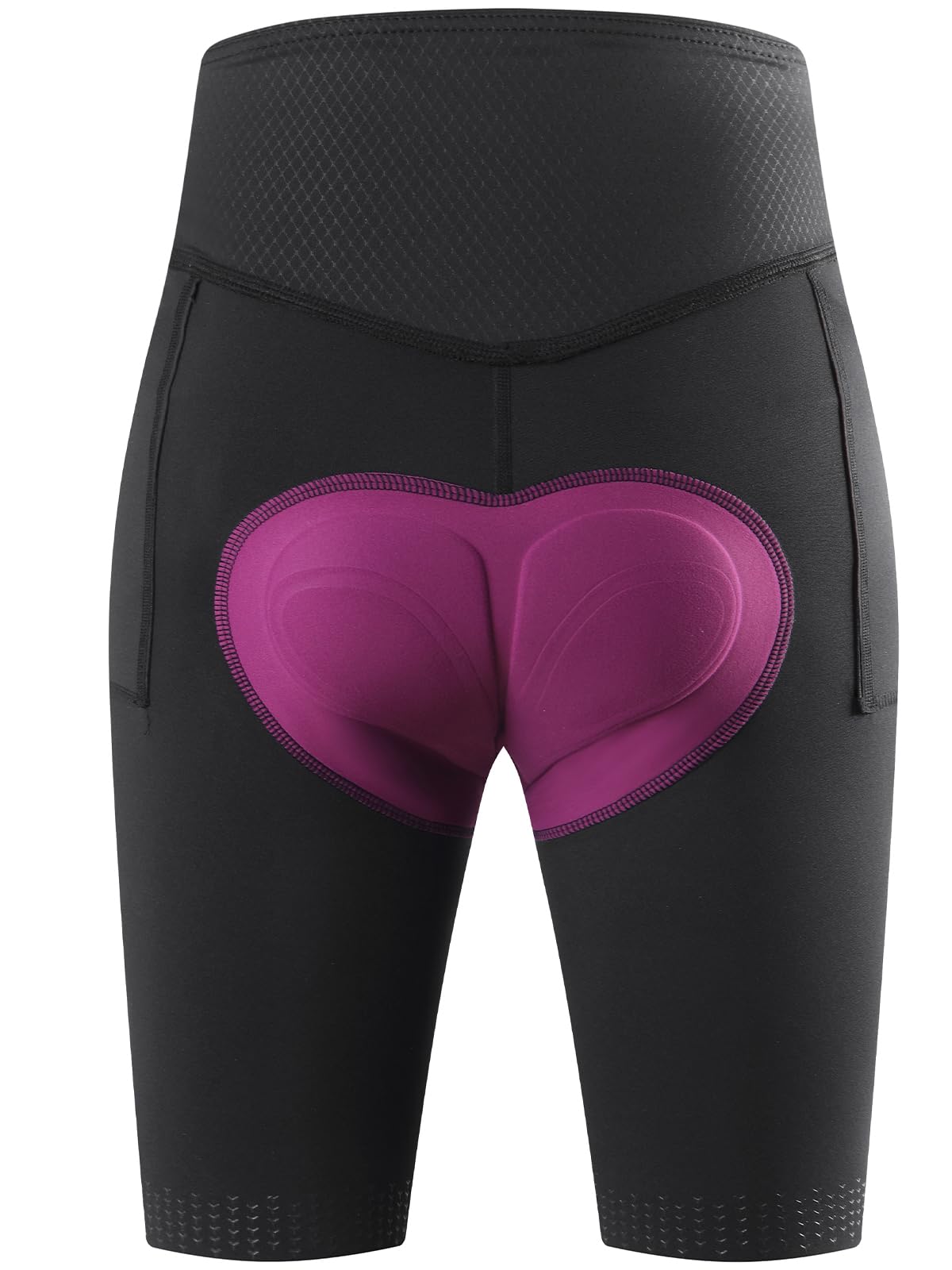 WOSAWE Pantalones cortos de ciclismo de cintura alta para mujer, ropa interior acolchada 4D con bolsillos laterales para paseos de verano