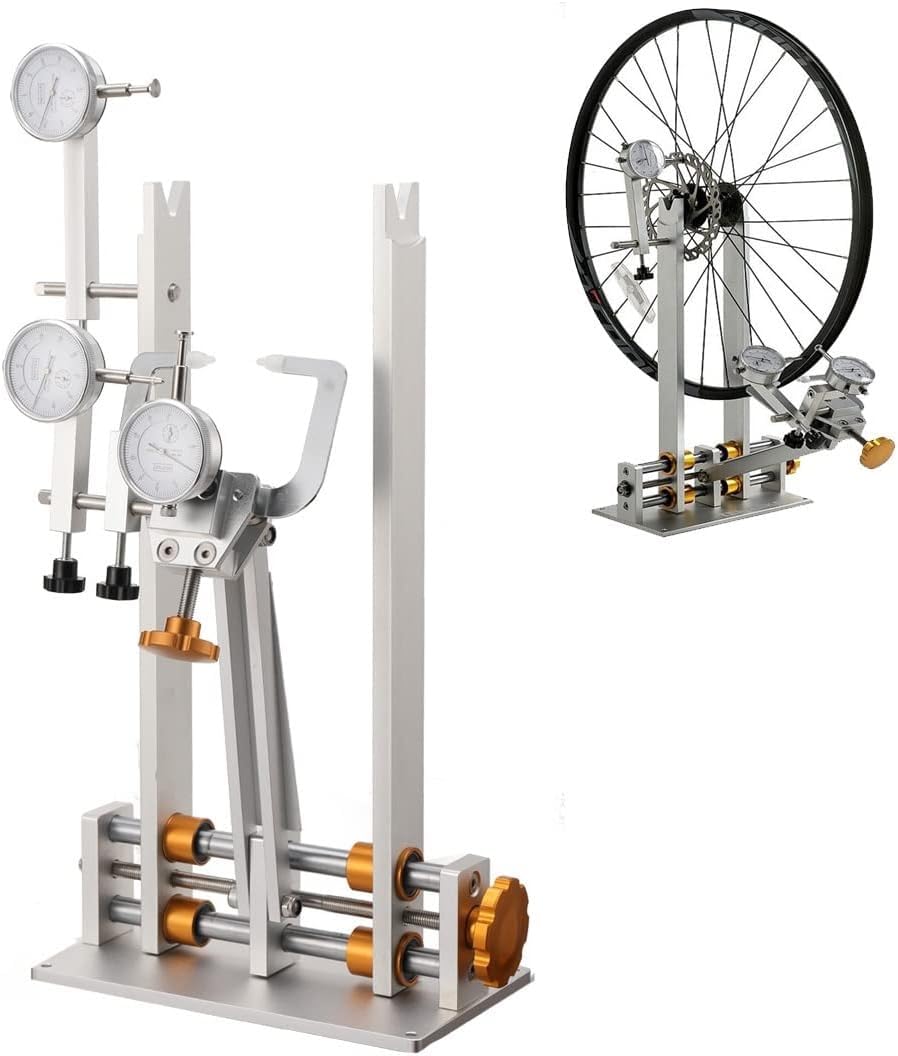 Soporte Profesional Para Centrar Ruedas, Soporte De Mantenimiento De Bicicletas De Aleación De Aluminio Con Soporte Para Rodamientos Y Llave Para Radios Multi-g, Punteras Ajustables Bujes 55-200 Mm