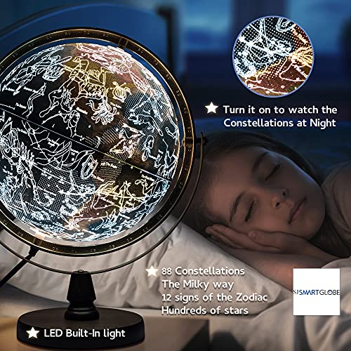 Sjsmartglobe SJE-260-GASW2 With Interactive App & Led Illuminated Constellations At Night, Us-Patented Stem Education 10 Inch World Globe thumb #5