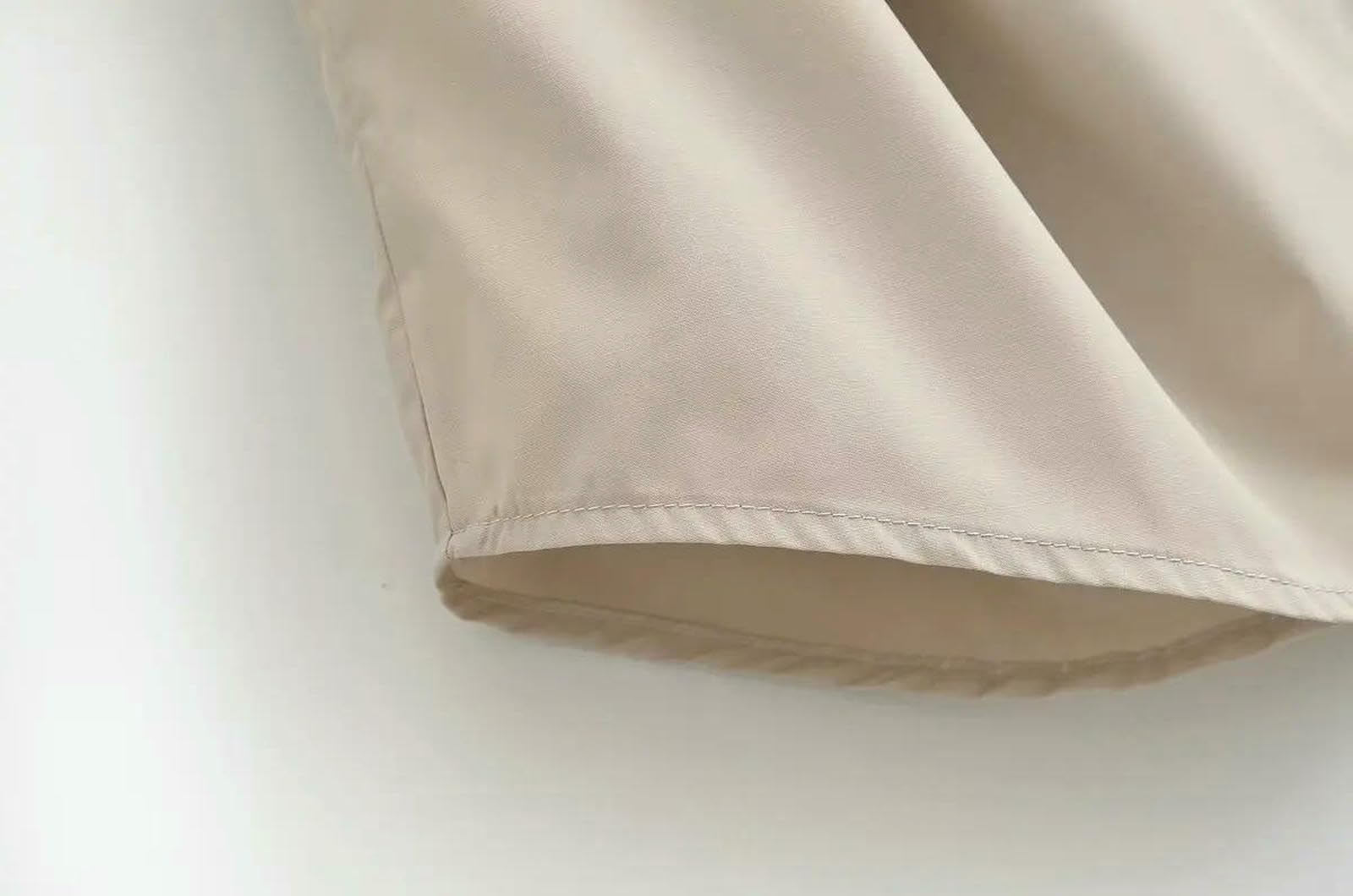 Camicia Donna Ampia con Cuciture Monopetto A Maniche Lunghe Risvolto Regolabile in Vita da Autunnale-Cachi-m