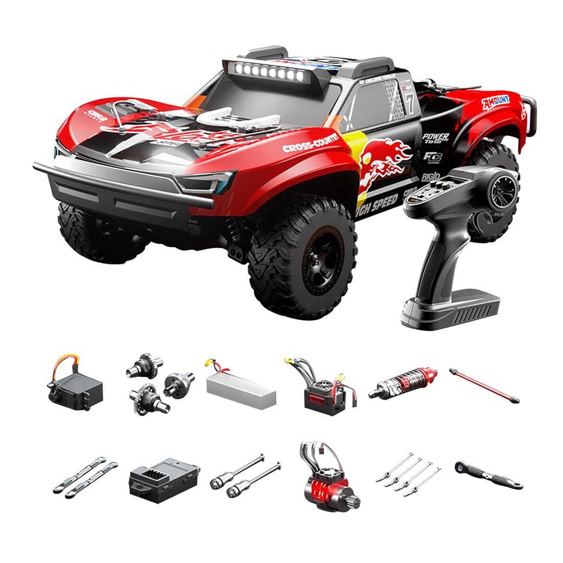 X Flash - Camión a control remoto todoterreno de alta velocidad a escala 1/10, 2.4G 4WD 85KM/H RC Drift Car con amortiguadores llenos de aceite, cuerpo impermeable ESC y PVC, rastreador de rocas todo