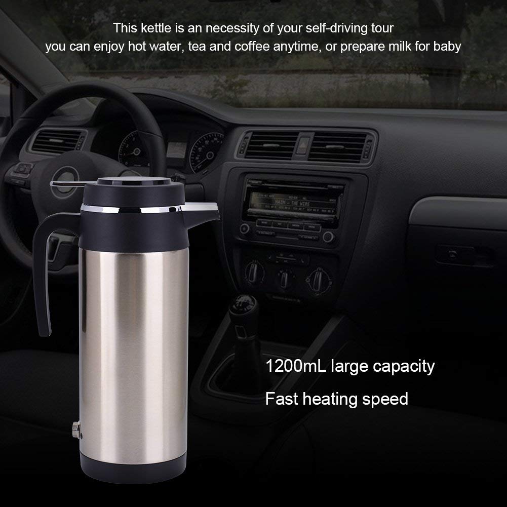 Amazon.com: Travel Car Kettle, 24V Stainless Steel Water Heater, 1200ml  Capacity, Auto Shut-off, Cigarette Lighter Socket Powered, for Vehicle Use  : Automotive