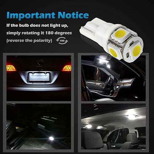 Miniatura 5 de Partsam paquete de 12 luces LED para Acura 2004-2008 mapadomoespejoguanteracajaplaca, focos LED, Blanco
