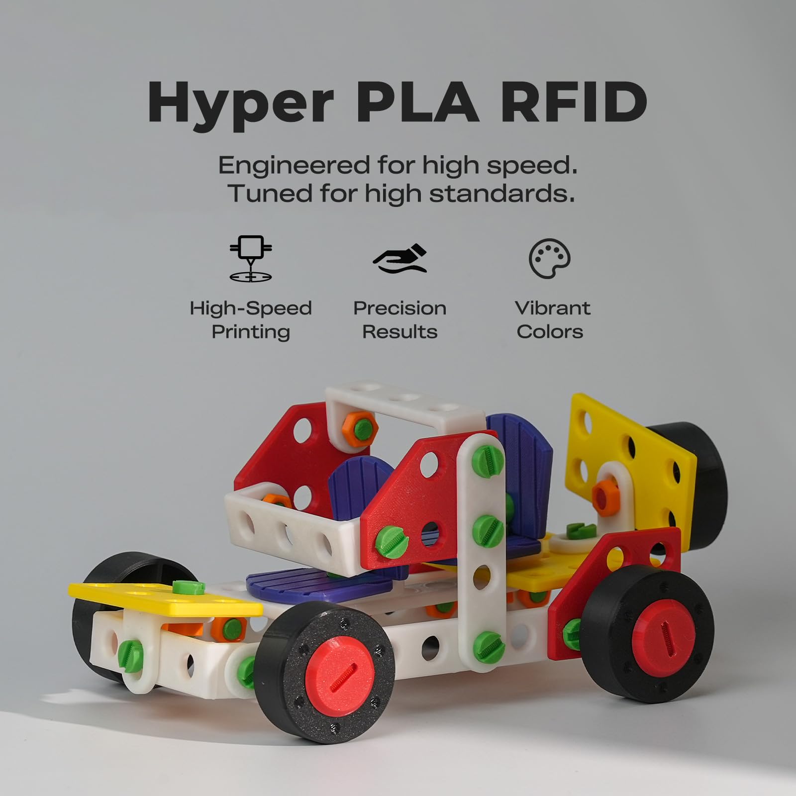 Creality Hyper PLA filament RFID, 1,75 mm, 600 mm/s, wysoka prędkość, wysoka precyzja i wytrzymałość, 15 kolorów, gładki druk 3D (2 czarne / 2 białe)