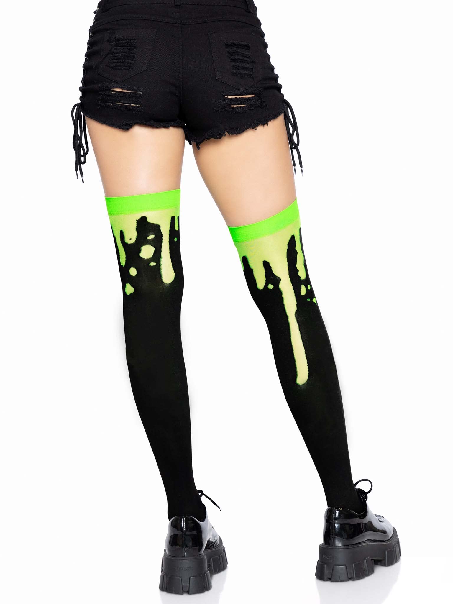 Leg Avenue Womens Splatter Thigh Highs: One Size Green