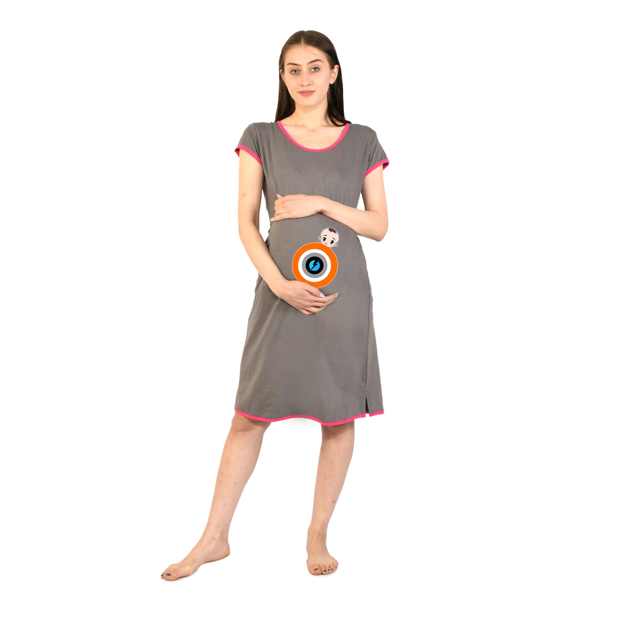 Sillyboom Baby with a Shield Graphic Print Maternity Tunic Top for Pregnant Women, T-Shirt Women's Night Dress for Pre and Post-Pregnancy-image-13