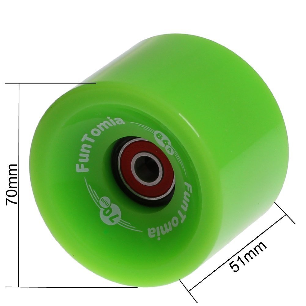 FunTomia 4 ruedas para longboard/monopatín, 70 x 51 mm, 80 A, incluye rodamientos Mach1