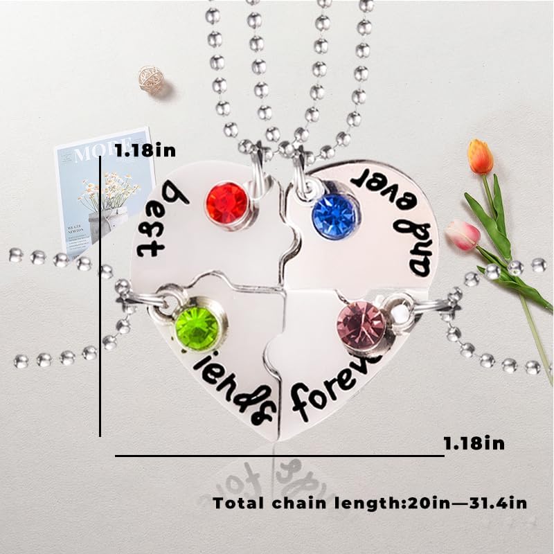Matching Friend Gifts for Bestie Friend Friendship Necklace for Women Soul Sister Friends Bestie Thank You Gift for Soul Sister Friend Friendship Necklace for 4 Matching Necklaces - Image 4