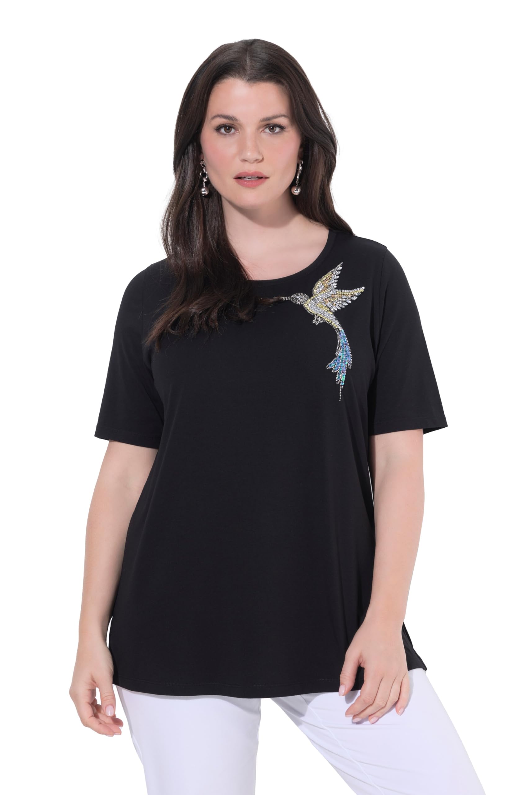 Ulla Popken Damen große Größen Übergrößen Plus Size T-Shirt, Vogel, Classic, Rundhals, Halbarm 845043