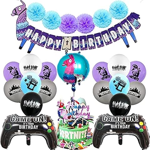 Birthday Party Supplies For Game Fans, Video Gaming Party Accessories, Birthday Party Supplies Game Fans Set, Banner ,Balloons,With Confetti Balloons, Boys And Grils Gamer Birthday Party Decorations Cover