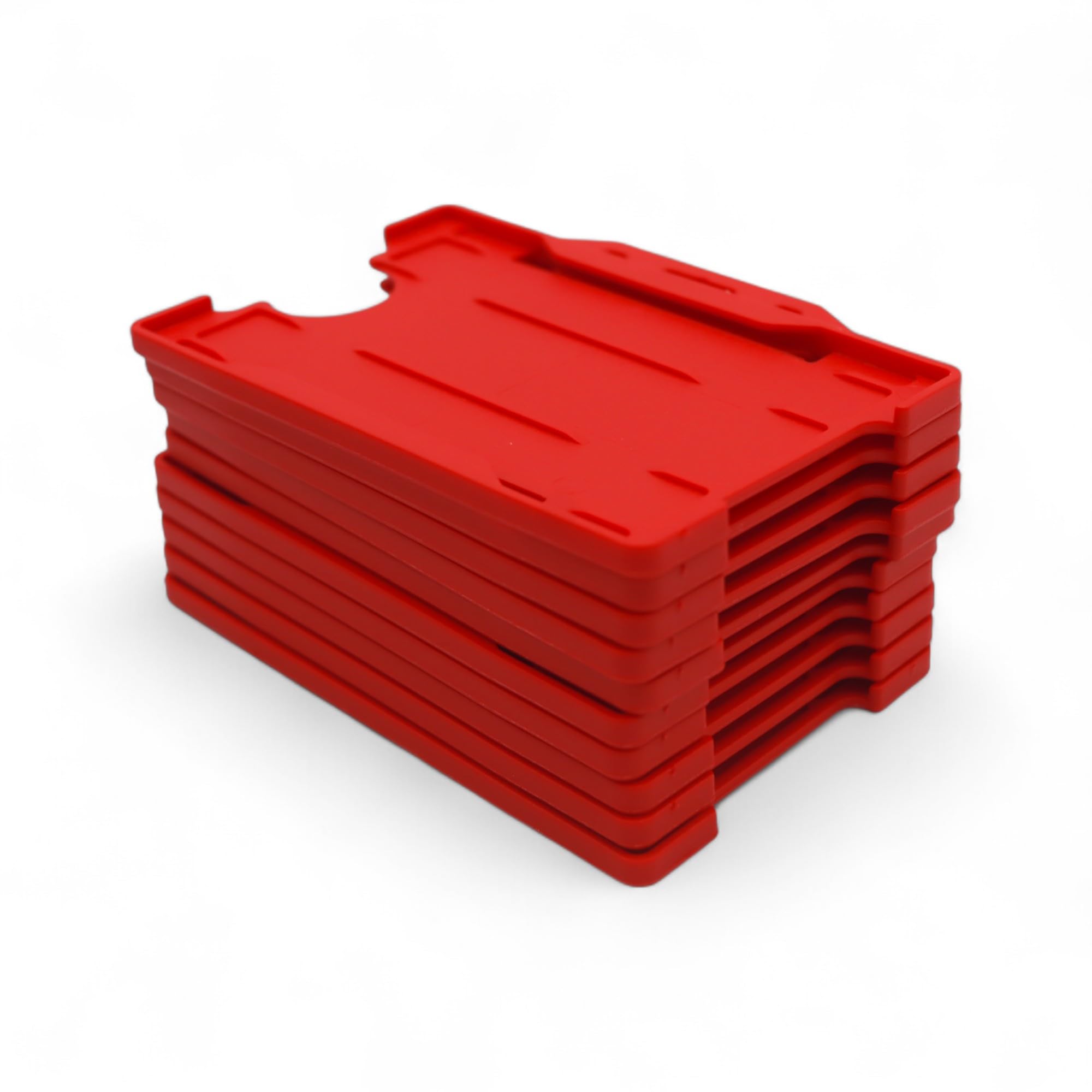 ALG ID Cards Pack of 100 Single-Sided Rigid Open Faced ID Card Pass Badge Holders Horizontal/Landscape (CR80 54mm 86mm) (Red) - Made in Britain - Image 4