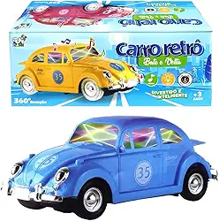 Carrinho Fusca Brinquedo que Gira Bate e Volta e Toca Música Animada Infantil