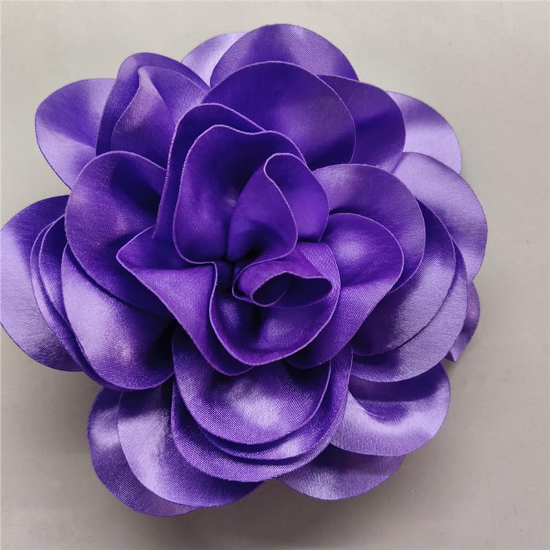 Image of Large Camellia Rose Flower Brooches Lapel Pins Dainty Satin Fabric Apparelpin Oversized Brooch Pin for Women Men Wedding Party Banquet Dress Dance Clothes Accessories