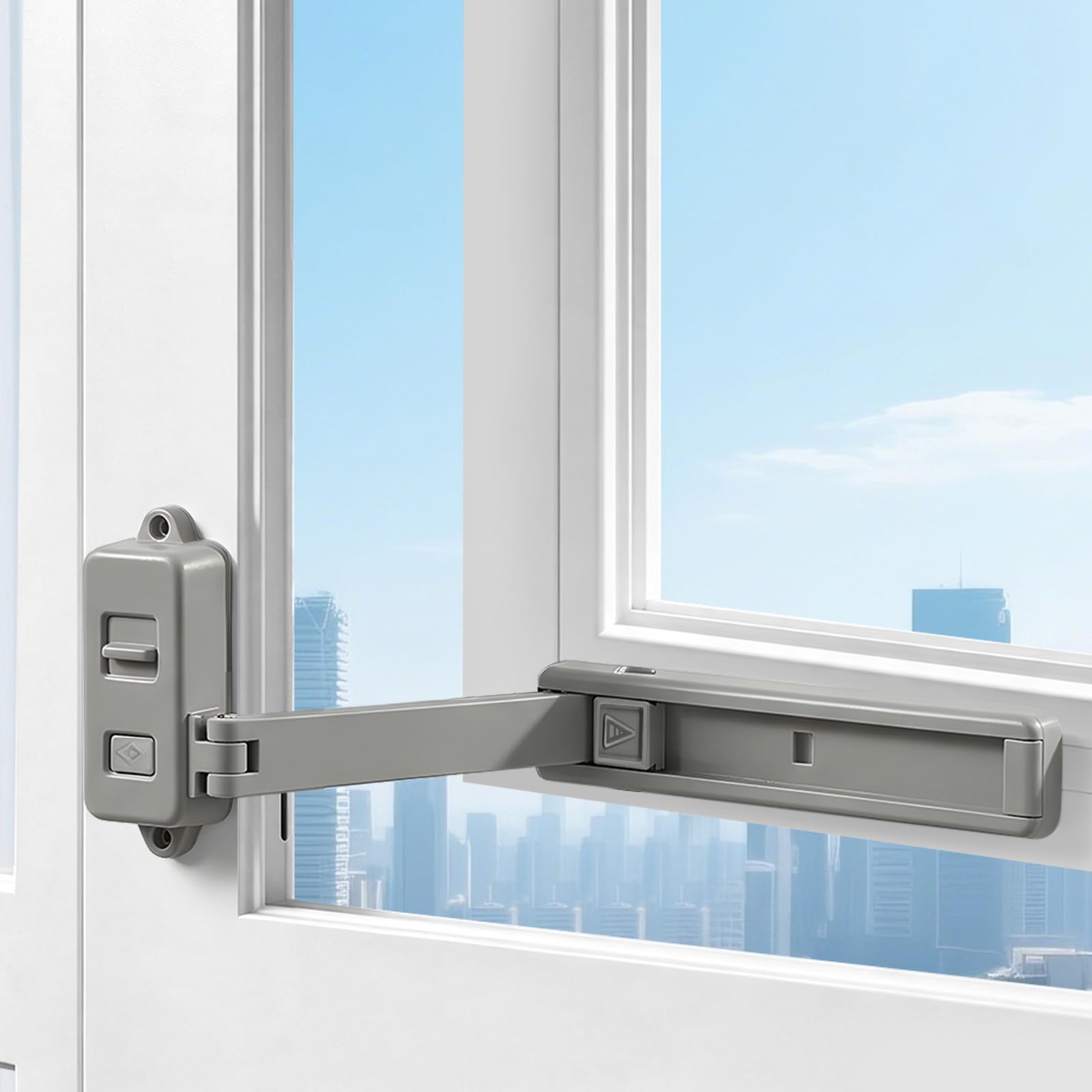 BUTBU Window Restrictor, Child Safety Window Lock, No Drilling (Gray, A)