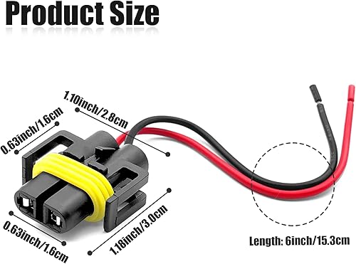 Miniatura 2 de 4 piezas H11 H9 H8 880 881 adaptador hembra de cableado para cables de cableado 9005 9006 enchufes de coleta de repuesto para faros delanteros o