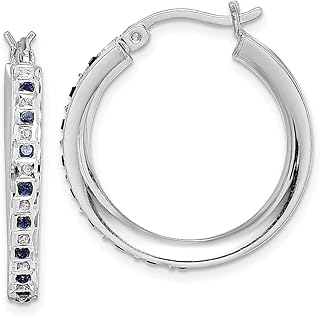 Diamond Fascination Mystique 925 Prata Esterlina Banhado a Platina Brincos de Argola Redonda Conjunto de Argolas de Orelha de Pedras Preciosas Joias Finas para Mulheres Presentes para Ela, Prata esterlina Cristal Pedra Diamante Platina Prata esterlina Cristal Pedra Diamante Platina Safira, Diamante Safira