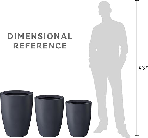 Miniatura 10 de Kante Juego de 3 macetas redondas de hormigón de 18.1 pulgadas, 20.5 pulgadas, 22.4 pulgadas de alto, macetas decorativas modernas para interiores y