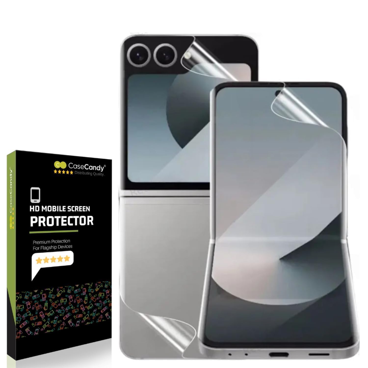 CaseCandy Silicone - (4 in 1) Screen Protector for Samsung Z Flip 6 | Screen Guard for (Back + Back Screen Display + Inner Display + Hinge) for Samsung Flip 6 - HD/Bubble Free Application-image-40