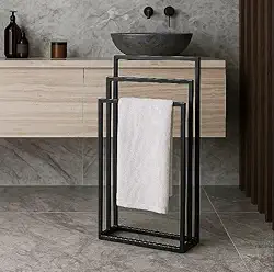 Toalheiro de Chão em Aço, 3 Níveis, 75x50cm, Preto