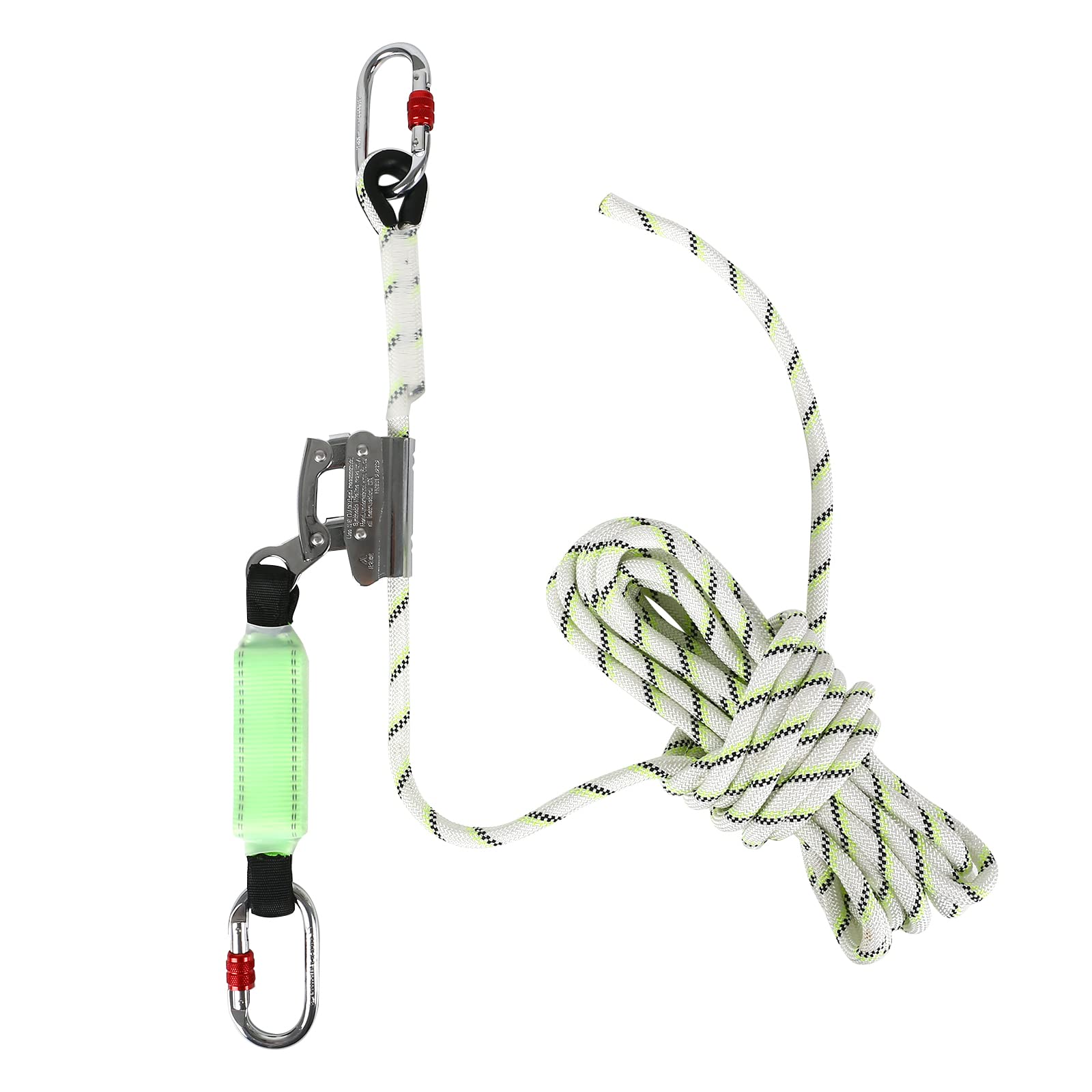 MENAYODA Safety - Dispositivo de recogida con cable de 12 mm, 10 m, con amortiguador de banda, PSA, dispositivo de seguridad de altura