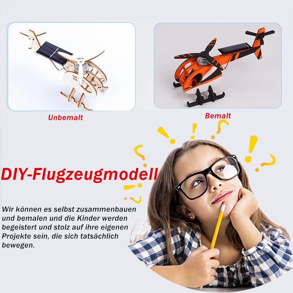 Solar Bausatz Für Kinder - Flugzeug & Auto 3D Holz Puzzle Ab 8 Jahre