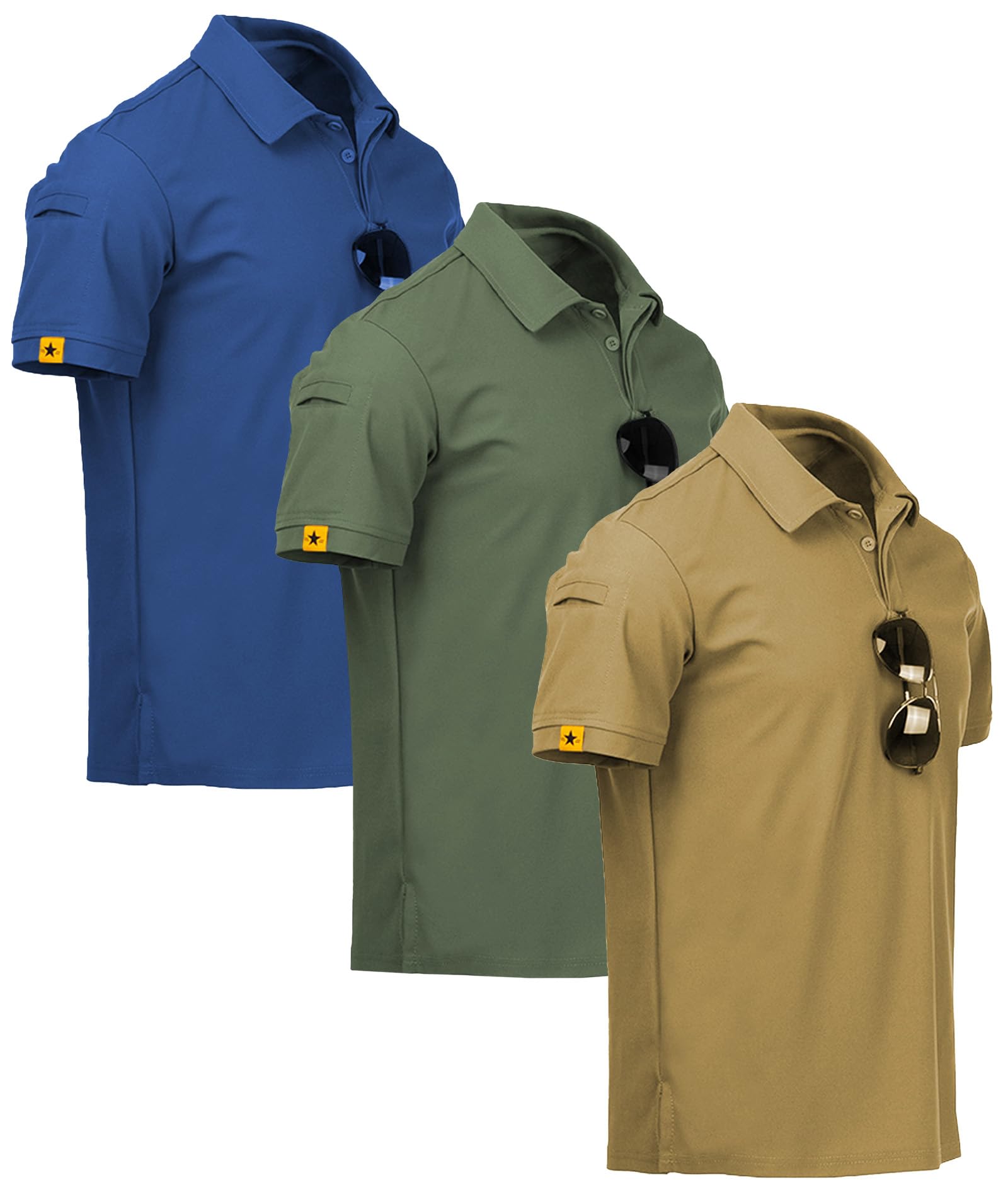 ZITY 3 Pack Mens Polo Shirt Short Sleeve Golf Shirts Casual Tactical Sport Mens T-Shirts Dry Fit Moisture Wicking M-3XL
