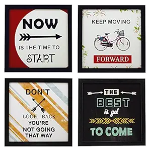 Indianara 4 Piece Set of Framed Wall Hanging Motivational Office Decor Art Prints (1194) 8.7 inch X 8.7 inch Without Glass(multicolor1194)