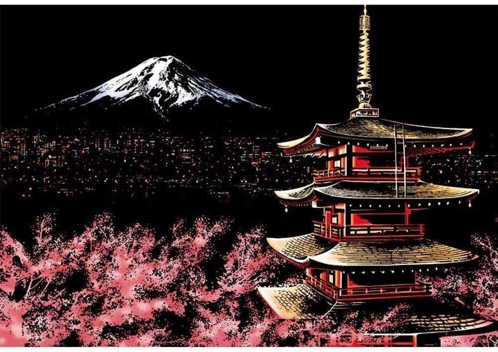 DIY Cross Stitch Needlework Kits for Adults Cherry Blossoms at Night 11CT Stamped Cross-Stitching Supplies Kits Printed Pattern Fabric Embroidery Needlepoint Crafts 16x20 inch