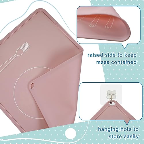 Miniatura 3 de Zhehao Montessori - Juego de 4 manteles individuales para niños, 16 x 12 pulgadas, antideslizantes, de silicona, tapete para comer, tapete de comida