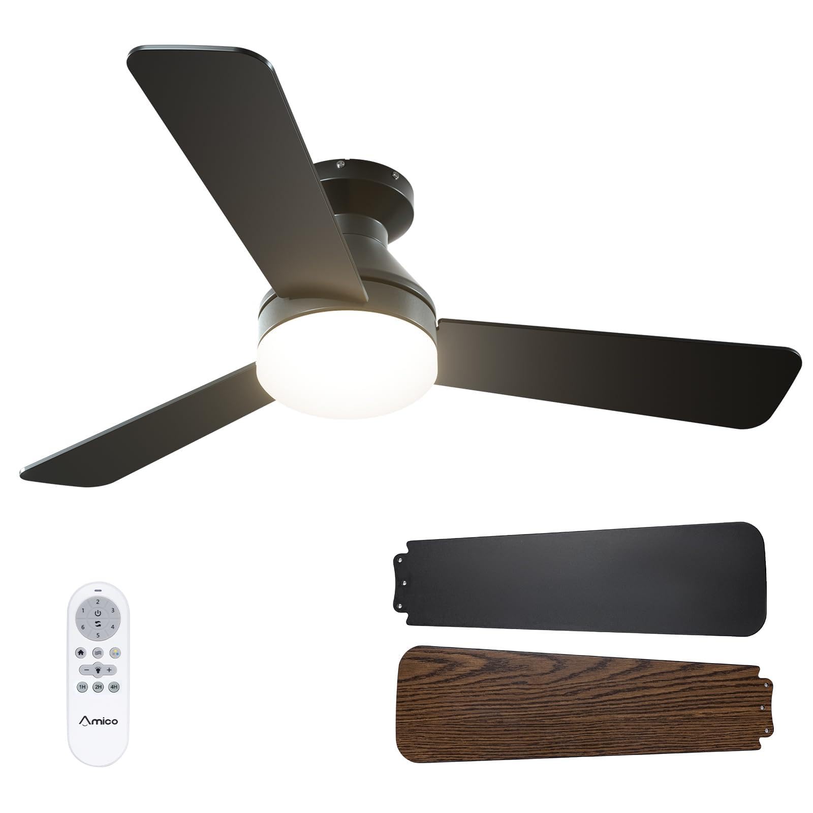 Amico Ceiling Fans with Lights, 42 inch Low Profile Ceiling Fan