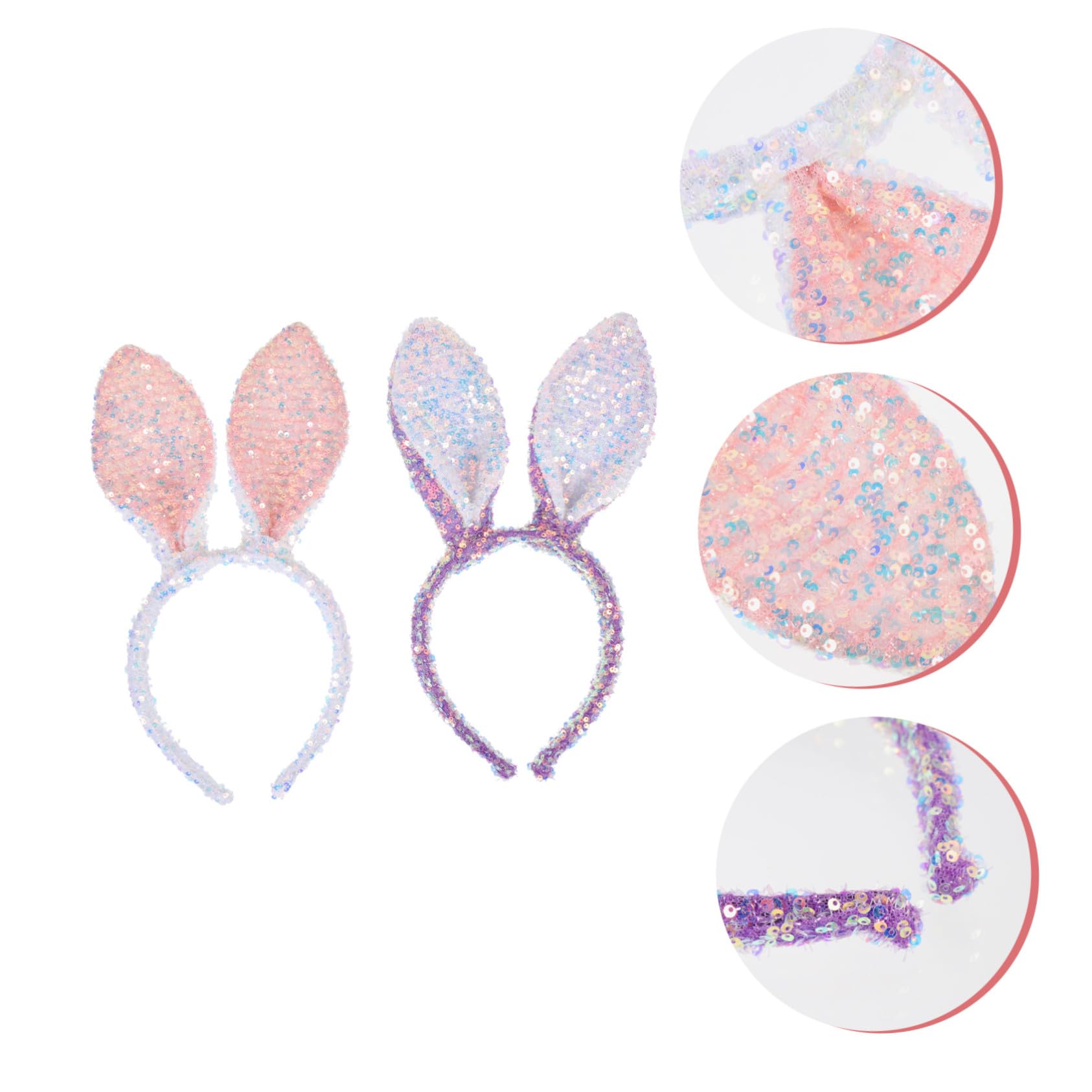 VICASKY 10 Pièces Bandeau Oreilles Lapin Paillettes Blanc Accessoire Cosplay Fête Pâques Garçon Fille Confortable et