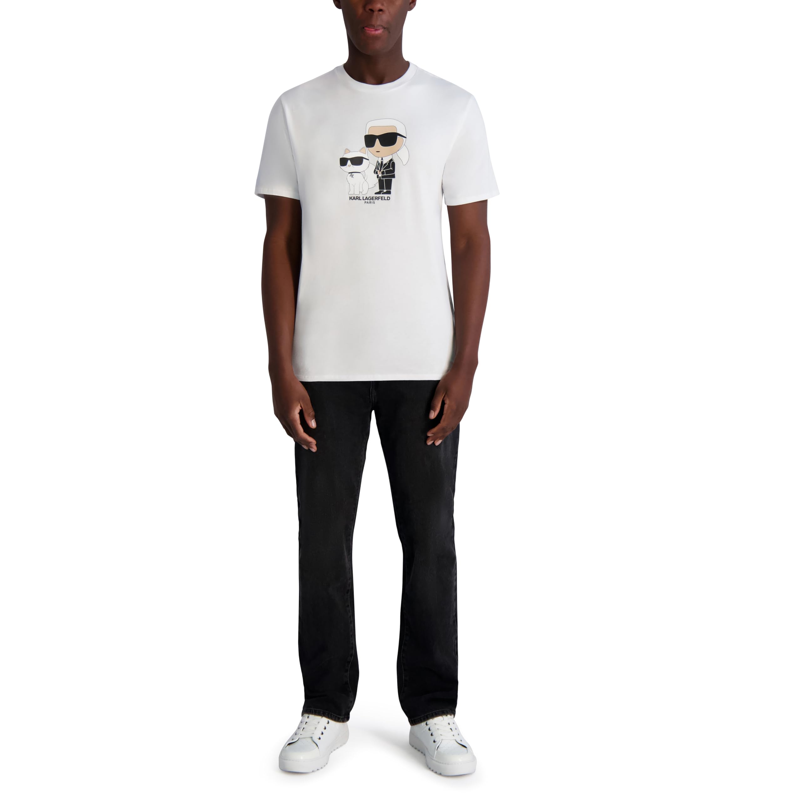 Karl Lagerfeld Camiseta de Manga Corta con Cuello Redondo para Hombre con diseño gráfico