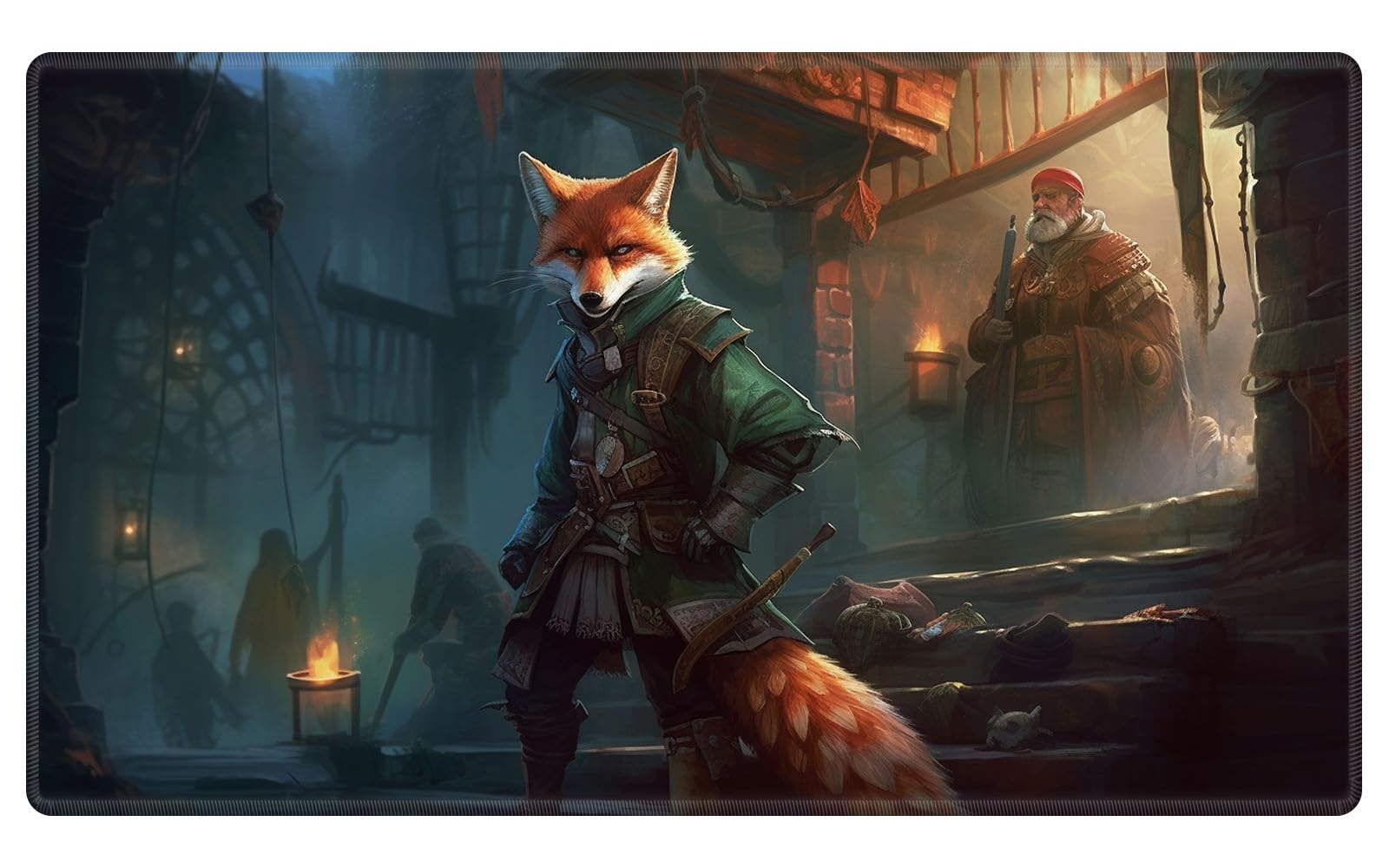 EDGFRTOIO Playmat 24" x 14" Game Mats Tabletop Magic for MTG/TCG Cards, Trading Card Game Playing Stitched Play Mats Commander Deck Gaming Desk Mat Card Gameplay Mats, Cunning Fox — image 1