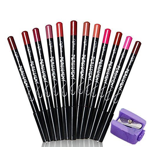 Lovelyou 12pcs Women's Professional Makeup Lipliner Waterproof Lip Liner Pencil Set